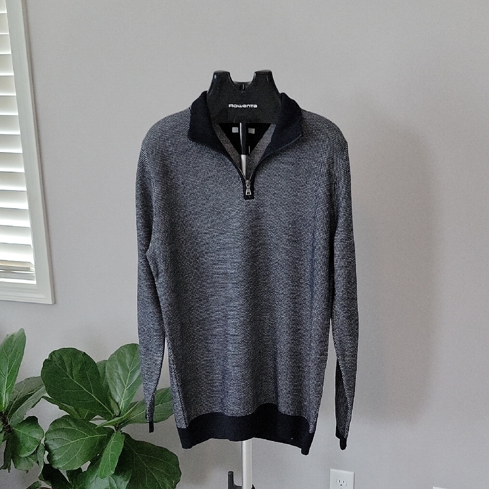 Brax Black and Gray Zip-Up Sweater